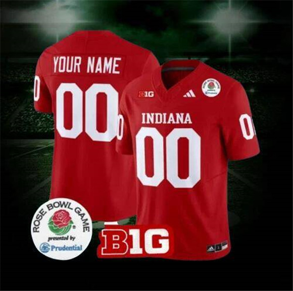 Men's Indiana Hoosiers Active Player Custom Red 2025 F.U.S.E. Rose Bowl Stitched Football Jersey